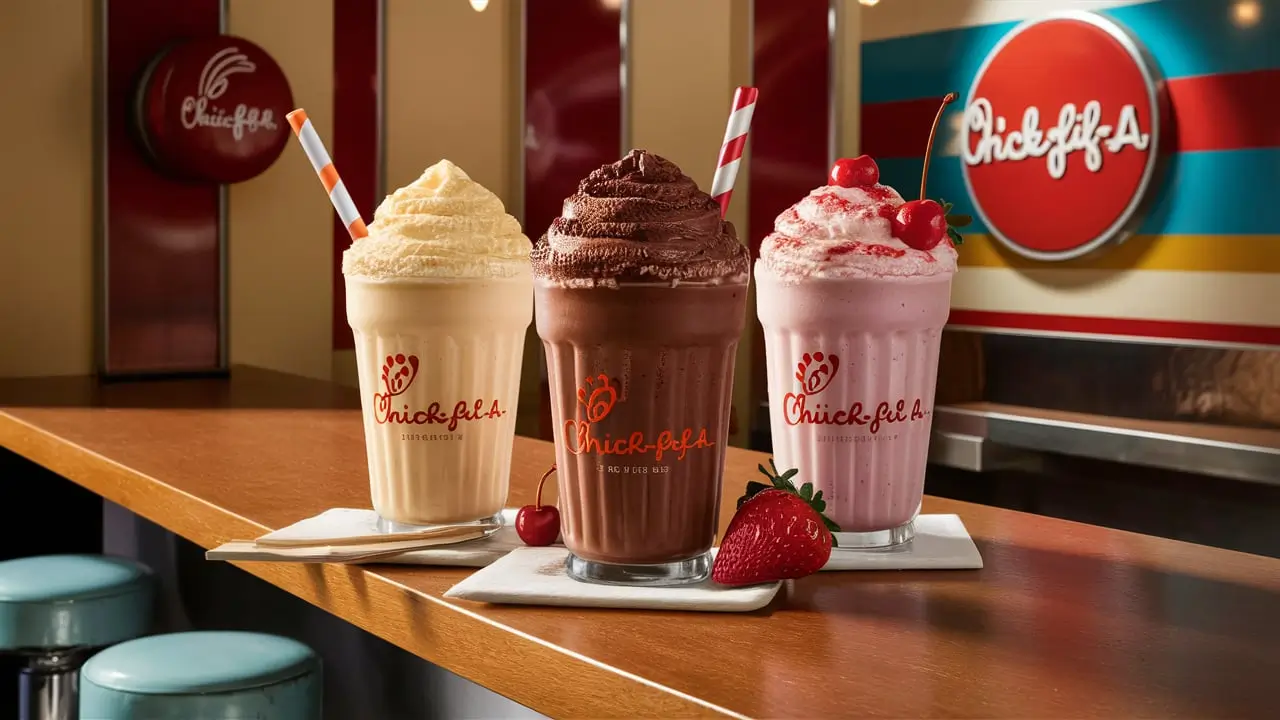Chick-fil-A drinks including lemonade, sweet tea, soft drinks and milkshakes